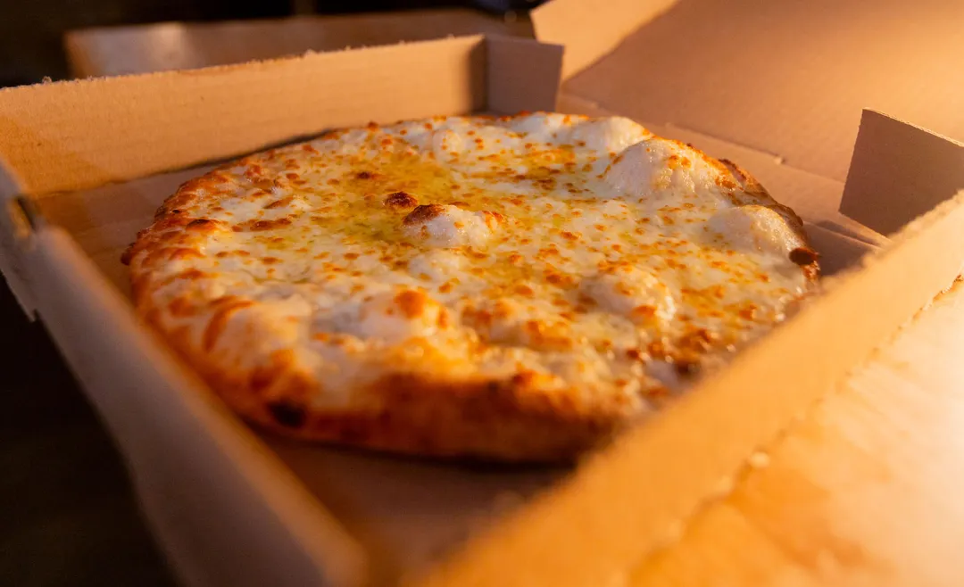 A fresh pie boxed and ready to go